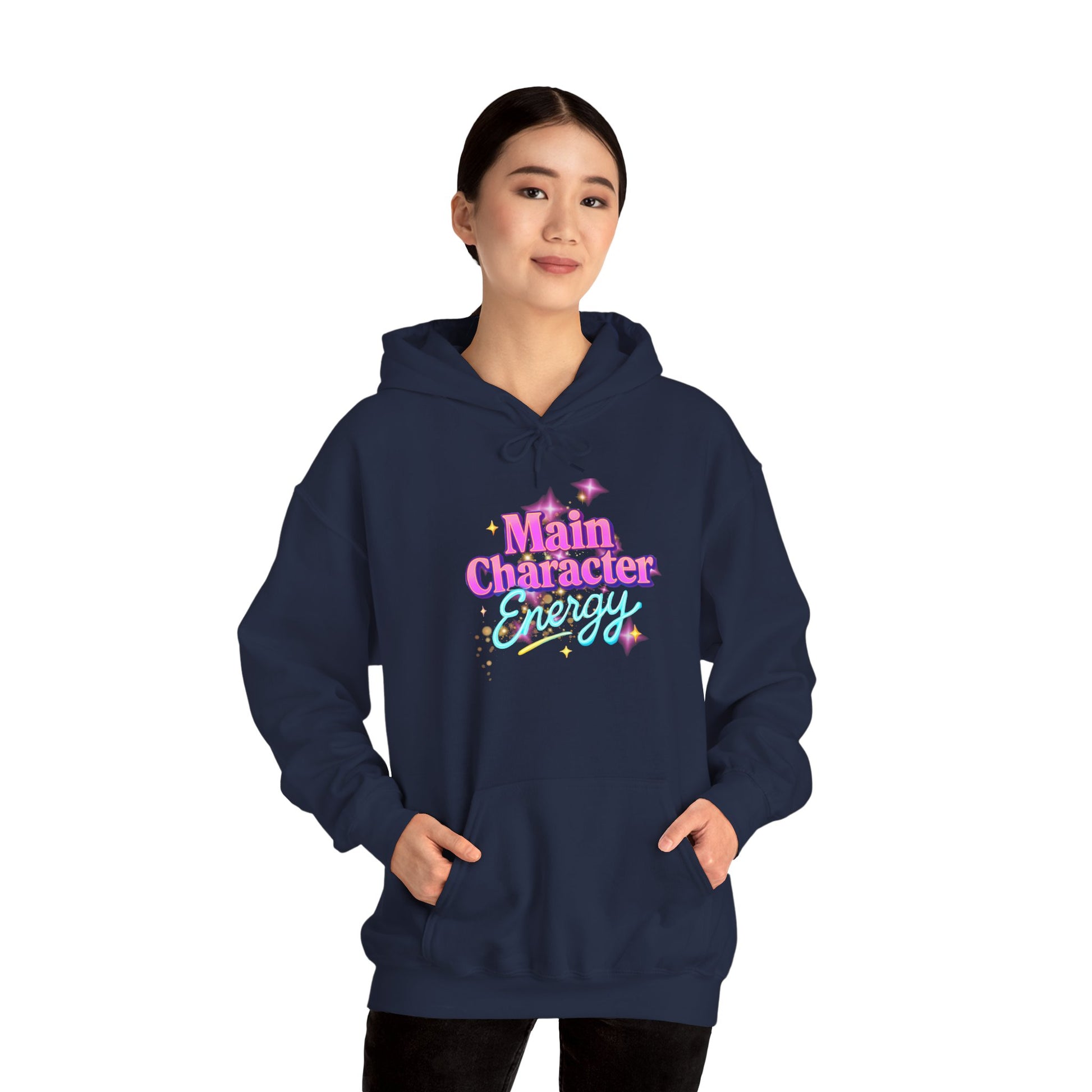 Main Character Energy Hoodie, Unisex Gildan Heavy Blend, Cozy Aesthetic, Self Love Gift, Confident Vibes, Comfortable Sweater, Lounge Wear,