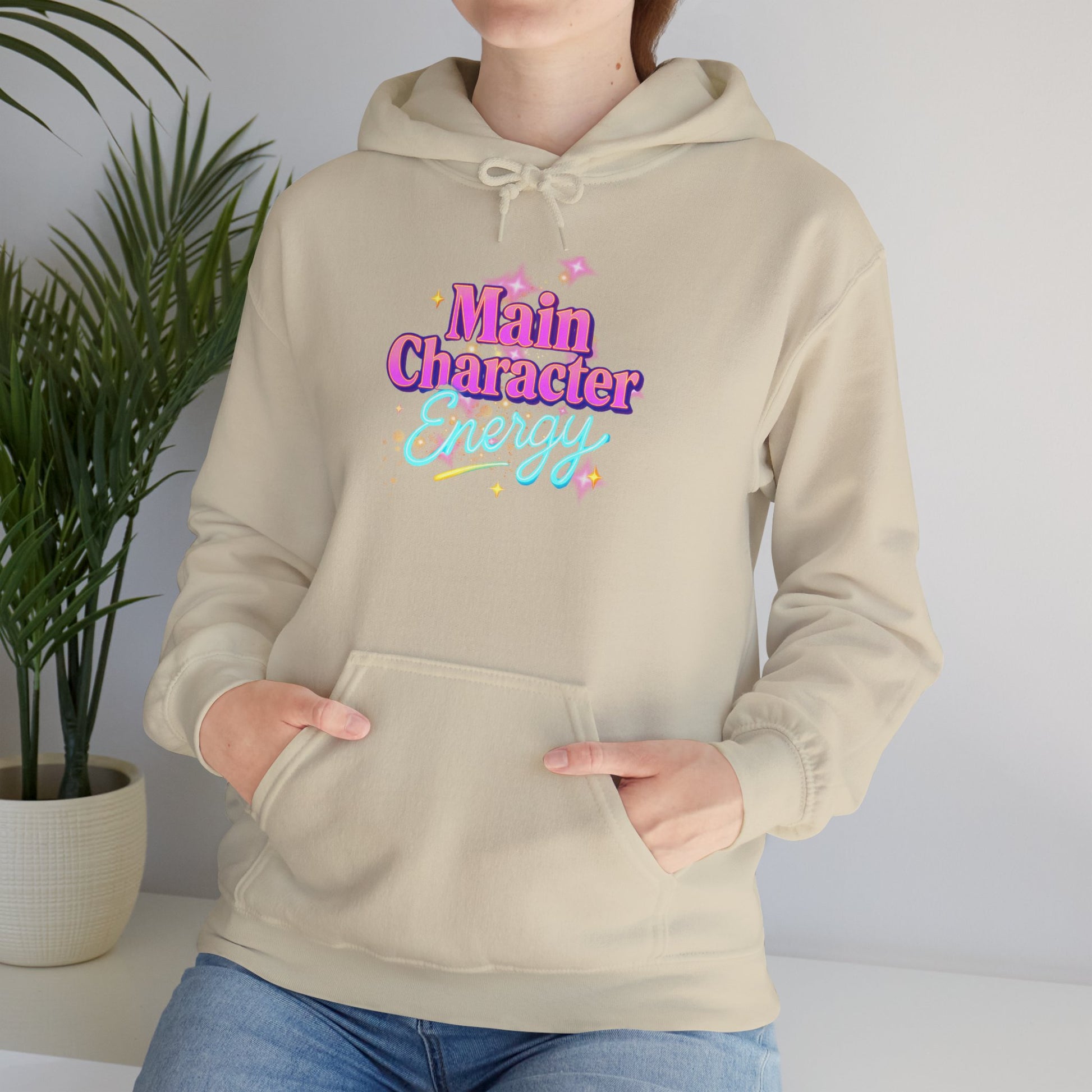Main Character Energy Hoodie, Unisex Gildan Heavy Blend, Cozy Aesthetic, Self Love Gift, Confident Vibes, Comfortable Sweater, Lounge Wear,