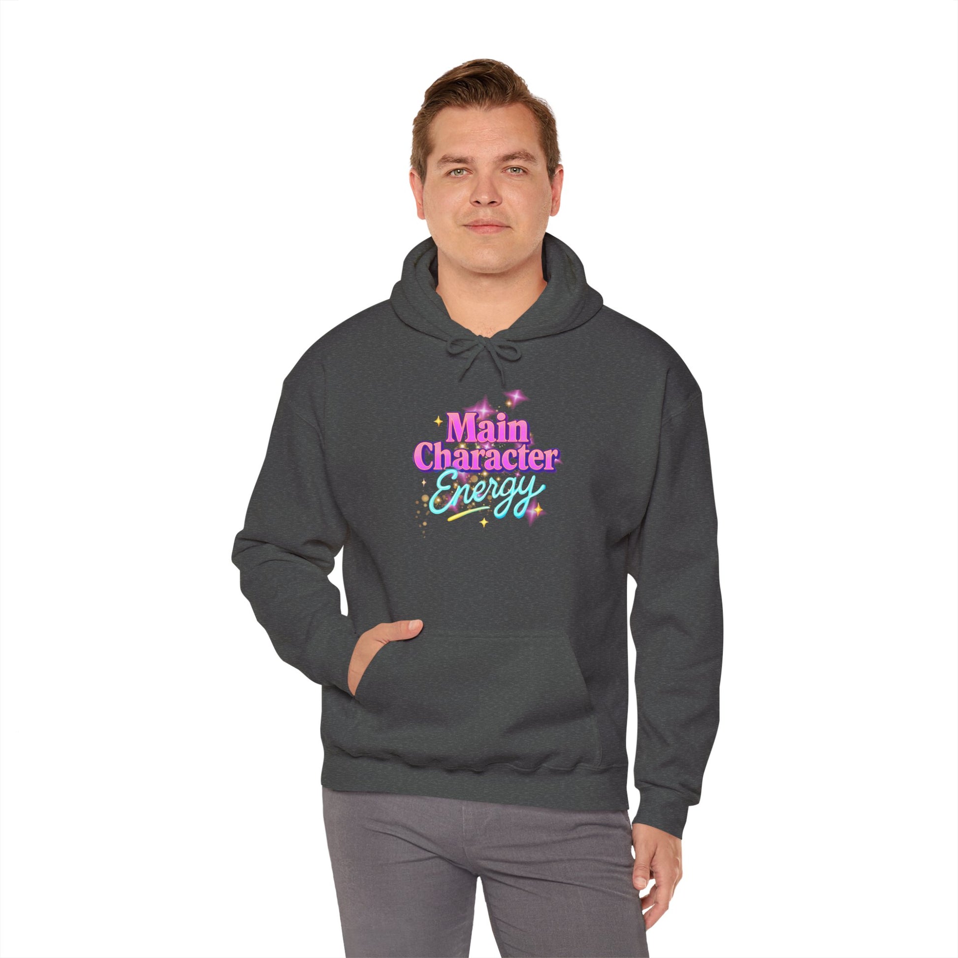 Main Character Energy Hoodie, Unisex Gildan Heavy Blend, Cozy Aesthetic, Self Love Gift, Confident Vibes, Comfortable Sweater, Lounge Wear,
