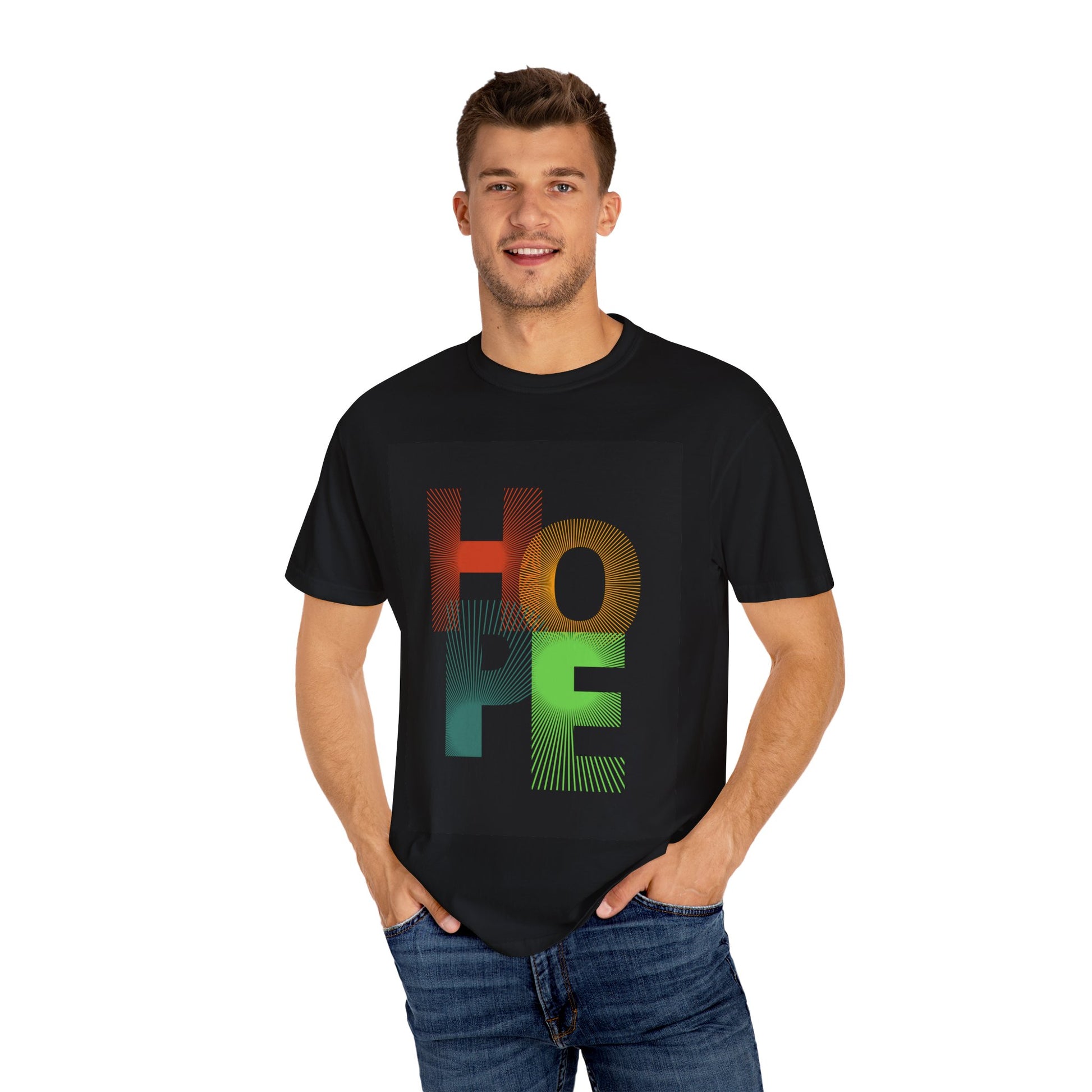 Radiant HOPE Unisex T-shirt, Optimistic Sunburst Design, Bold Tee for Spreading Light, HOPEful Shirt, Vibrant Top, Graphic Tee, Colorful