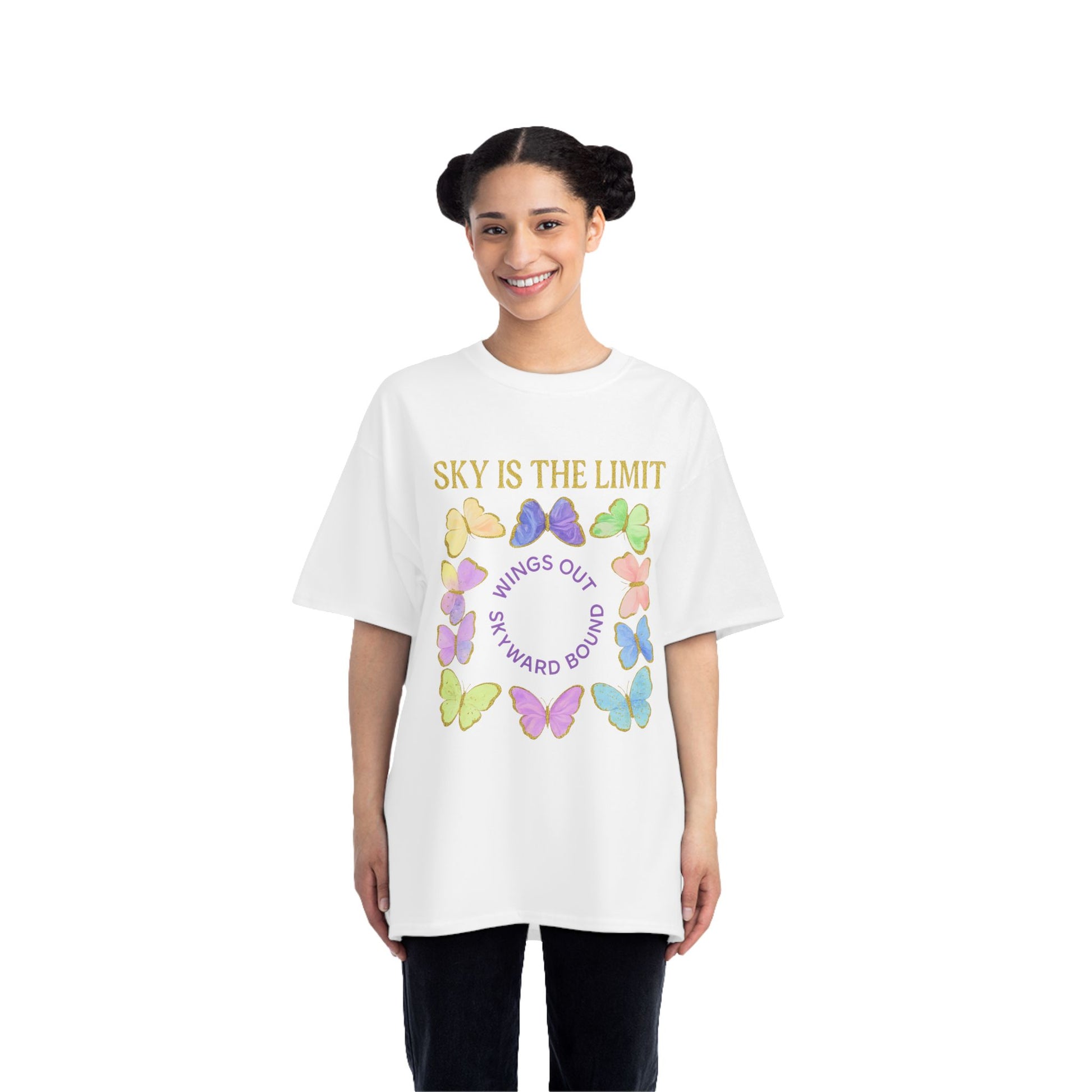 Inspirational Butterfly T-Shirt - Sky is the Limit Design, Positive Quote Tee, Gift for Nature Lovers, Affirmation Apparel, Hope & Freedom