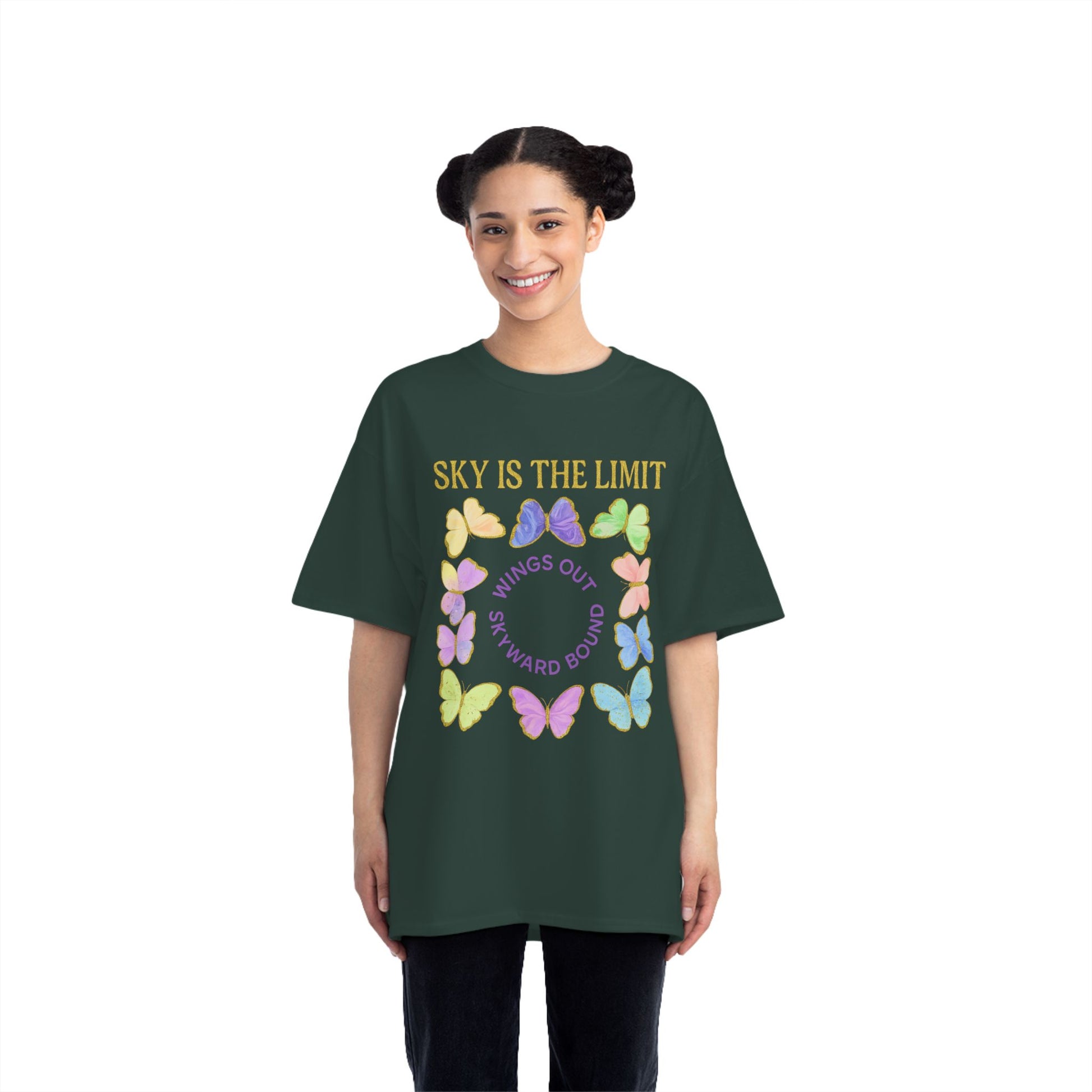 Inspirational Butterfly T-Shirt - Sky is the Limit Design, Positive Quote Tee, Gift for Nature Lovers, Affirmation Apparel, Hope & Freedom