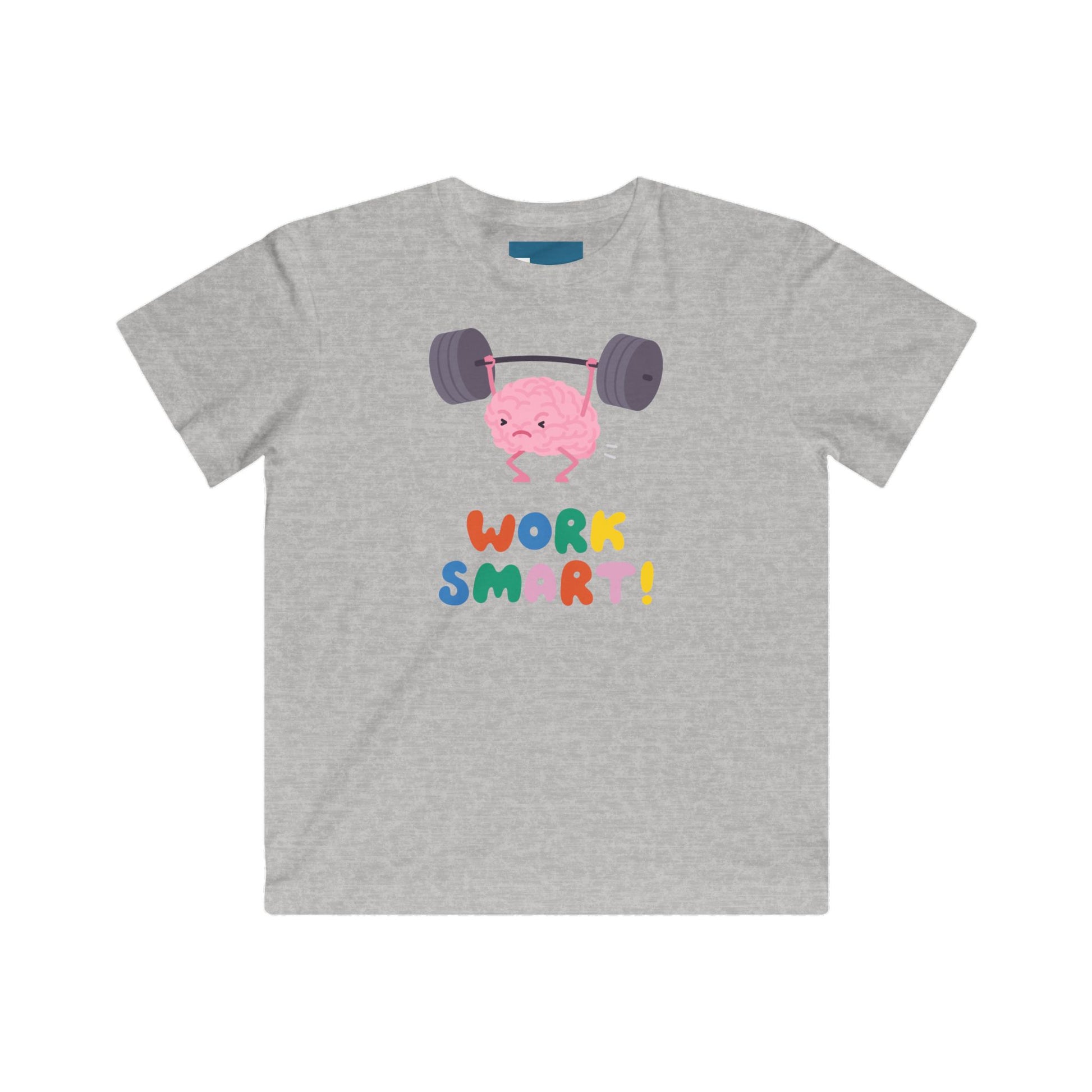 Kids Workout Tee - Work Smart Kids T-Shirt, Motivational Gift, Cool Gym Shirt, Fun Activewear, Playful Fitness Apparel