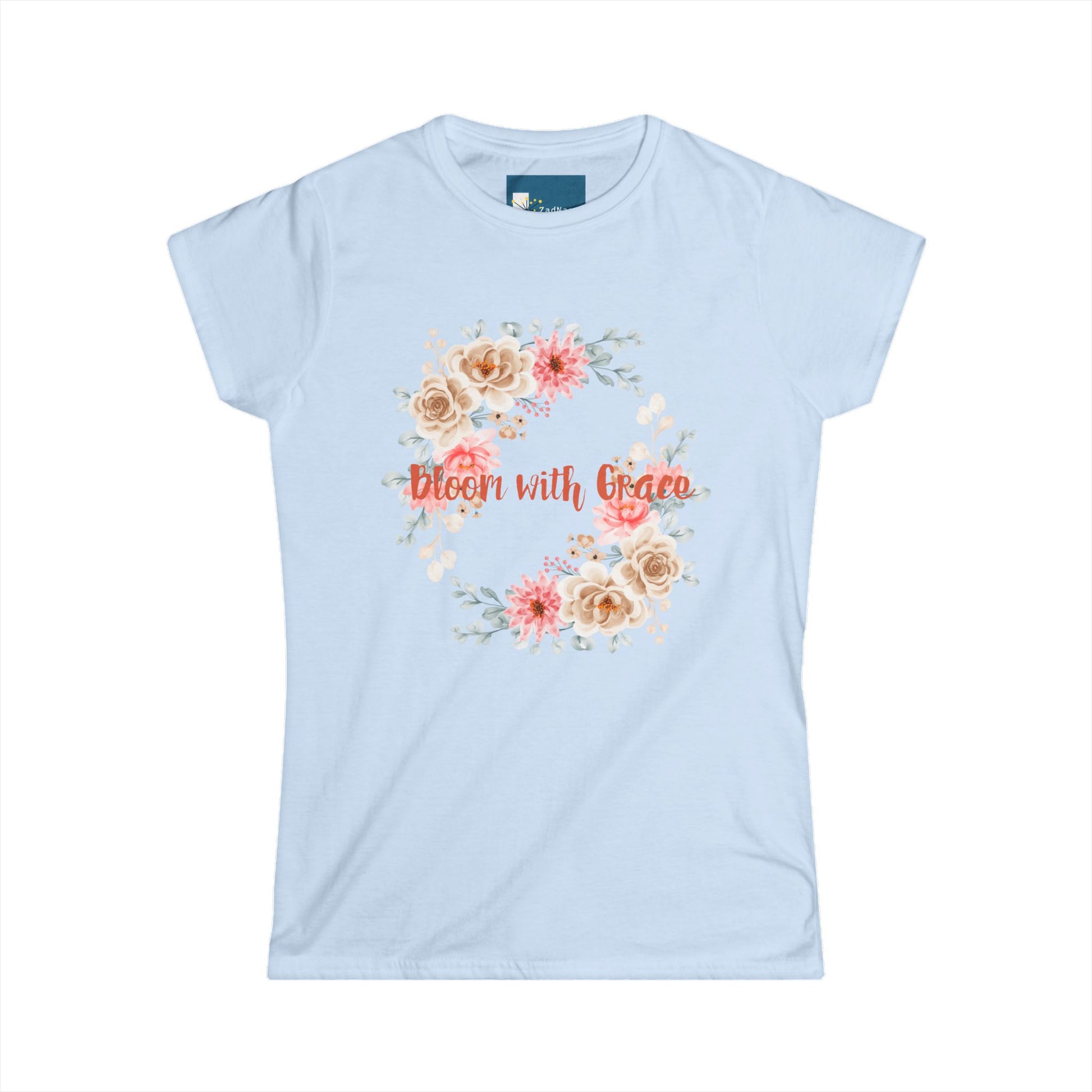 Floral Motivational Women's Softstyle Tee - "Bloom with Grace"Inspirational Gift, Casual Wear, Spring Fashion, Mindfulness Shirt, [...]