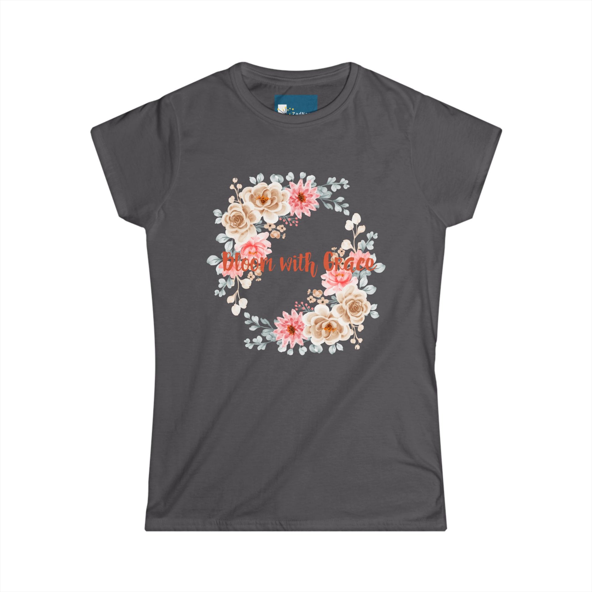 Floral Motivational Women's Softstyle Tee - "Bloom with Grace"Inspirational Gift, Casual Wear, Spring Fashion, Mindfulness Shirt, [...]