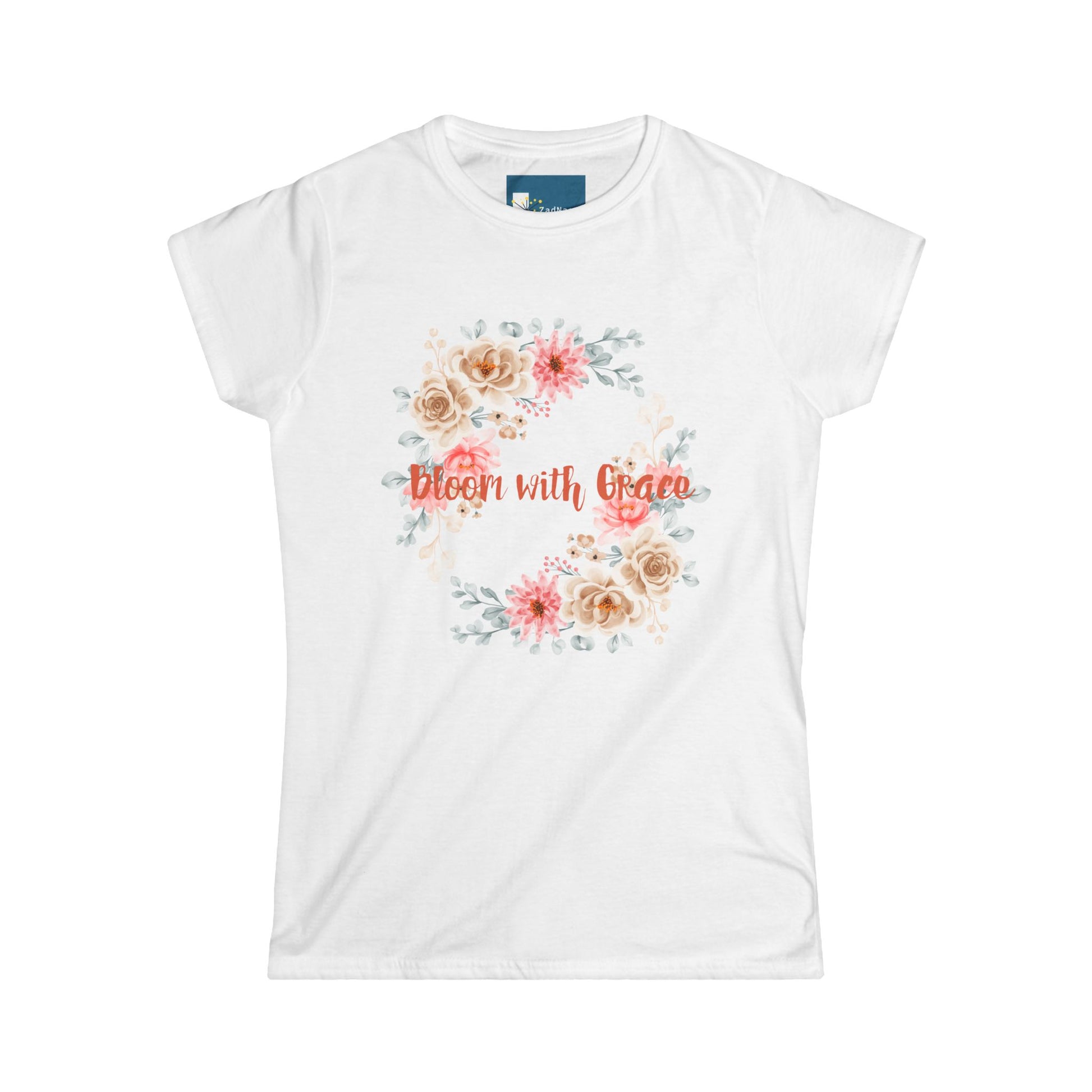 Floral Motivational Women's Softstyle Tee - "Bloom with Grace"Inspirational Gift, Casual Wear, Spring Fashion, Mindfulness Shirt, [...]