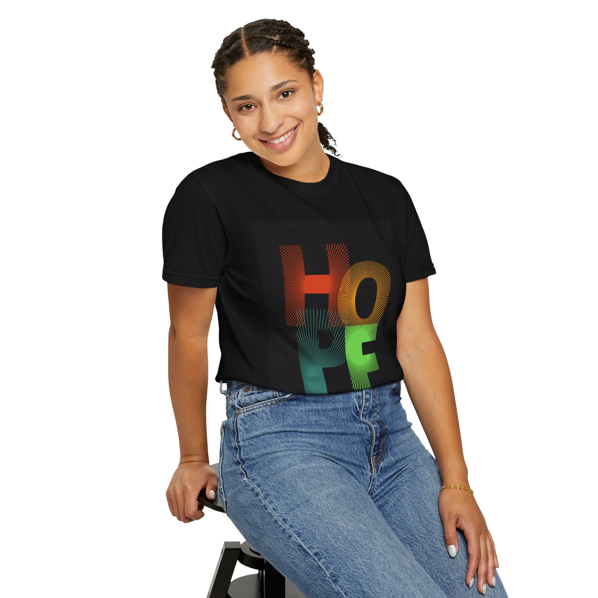 Radiant HOPE Unisex T-shirt, Optimistic Sunburst Design, Bold Tee for Spreading Light, HOPEful Shirt, Vibrant Top, Graphic Tee, Colorful
