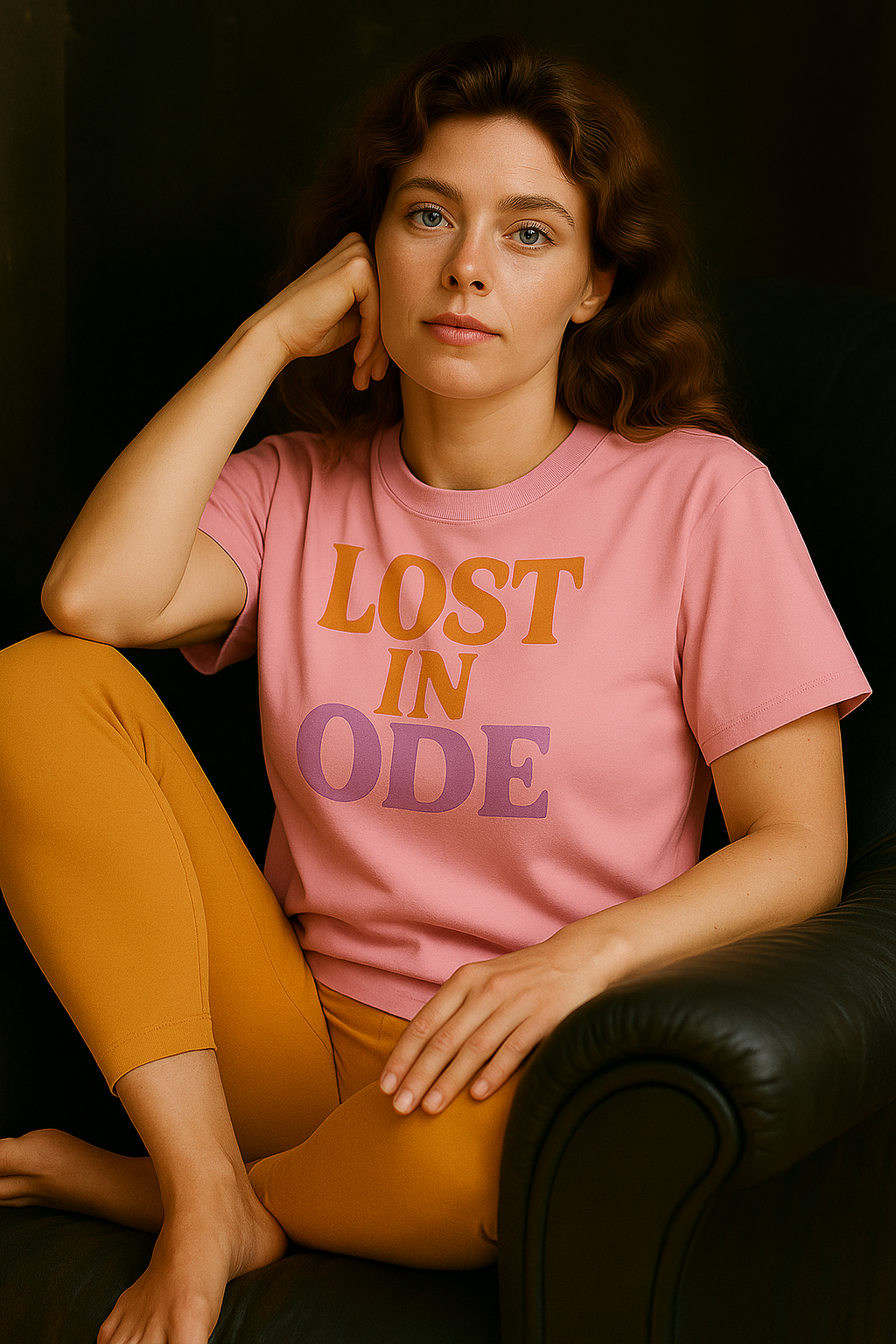 LOST IN ODE Retro Aesthetic Women's Boxy Tee, Minimalist Quote Shirt, Soft Cotton Crop Top, Gift for Poets & Dreamers