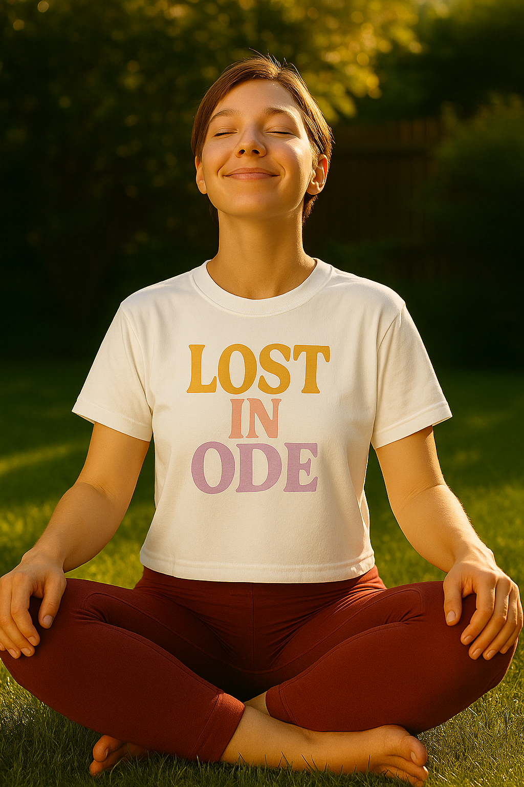 LOST IN ODE Retro Aesthetic Women's Boxy Tee, Minimalist Quote Shirt, Soft Cotton Crop Top, Gift for Poets & Dreamers