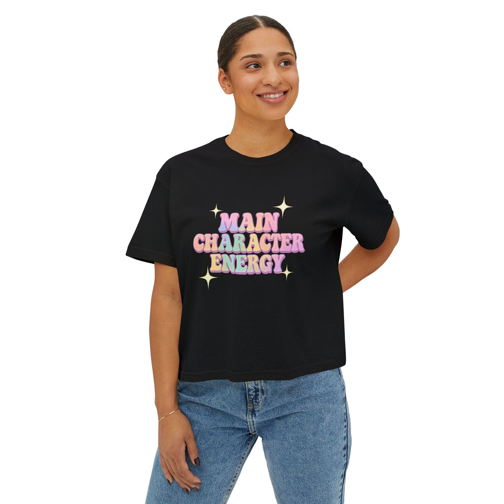 Main Character Energy Women's Boxy Tee - Fun Graphic Top, Casual Style, Gift for Her, Summer Fashion, Weekend Wardrobe