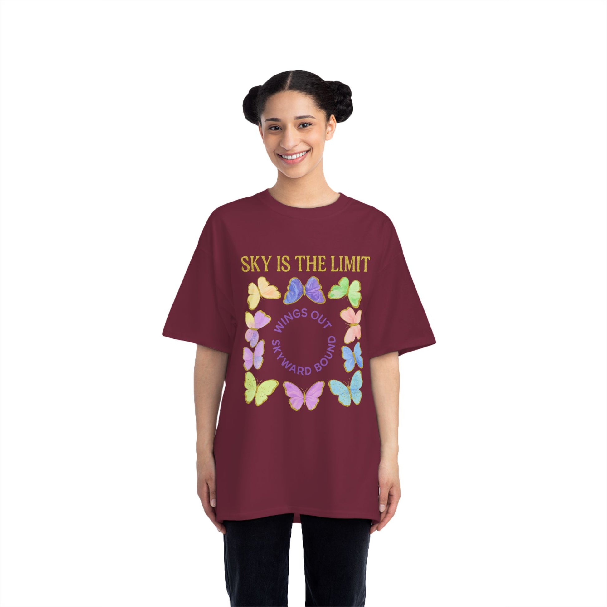 Inspirational Butterfly T-Shirt - Sky is the Limit Design, Positive Quote Tee, Gift for Nature Lovers, Affirmation Apparel, Hope & Freedom