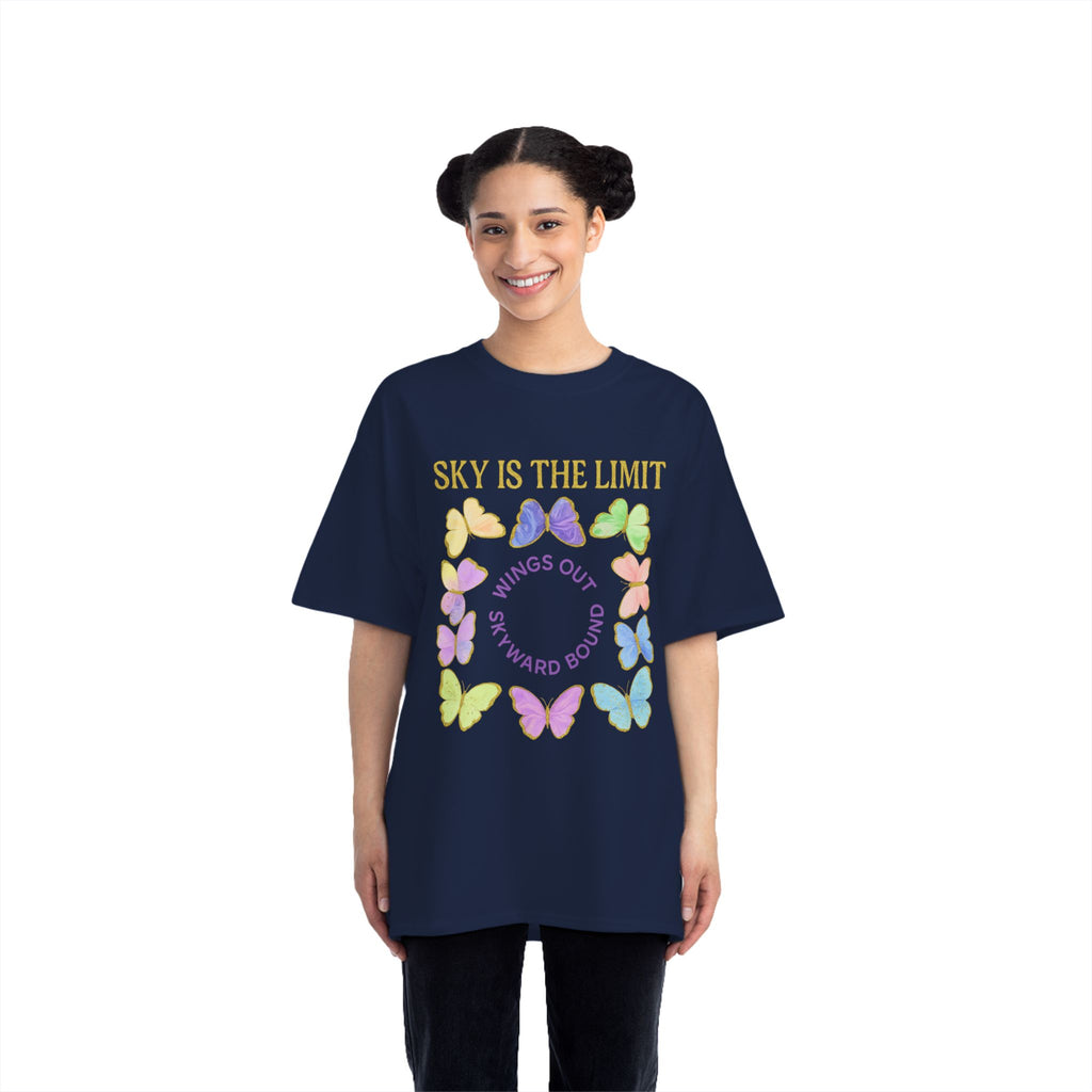 Inspirational Butterfly T-Shirt - Sky is the Limit Design, Positive Quote Tee, Gift for Nature Lovers, Affirmation Apparel, Hope & Freedom