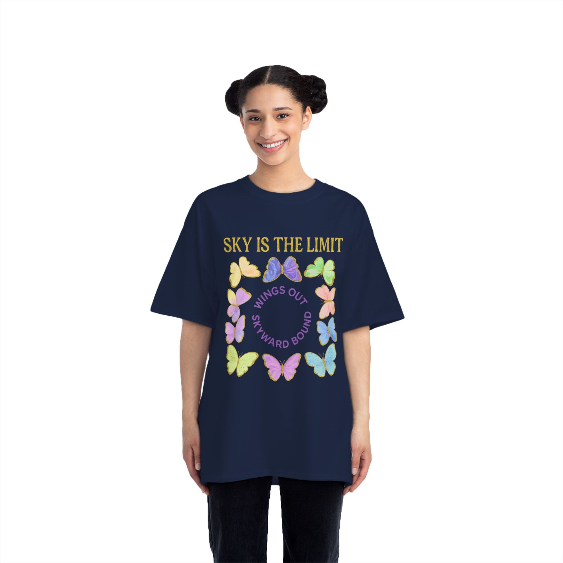 Inspirational Butterfly T-Shirt - Sky is the Limit Design, Positive Quote Tee, Gift for Nature Lovers, Affirmation Apparel, Hope & Freedom