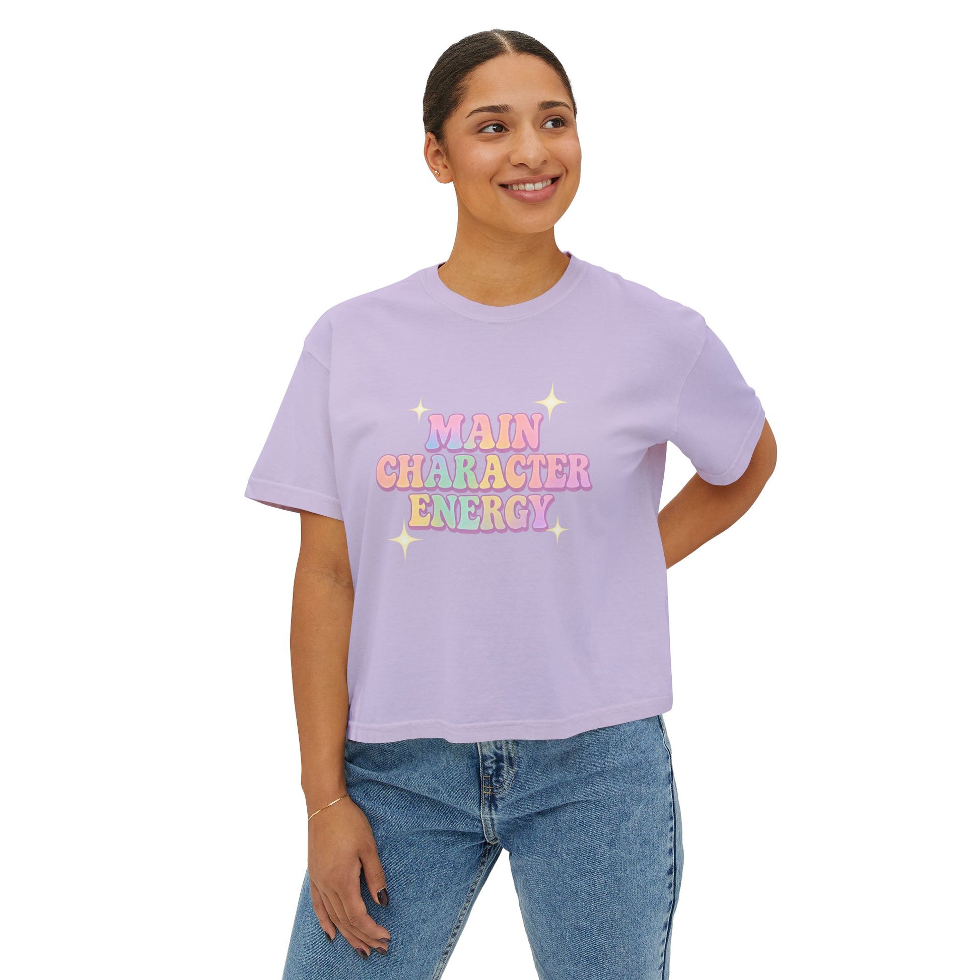 Main Character Energy Women's Boxy Tee - Fun Graphic Top, Casual Style, Gift for Her, Summer Fashion, Weekend Wardrobe