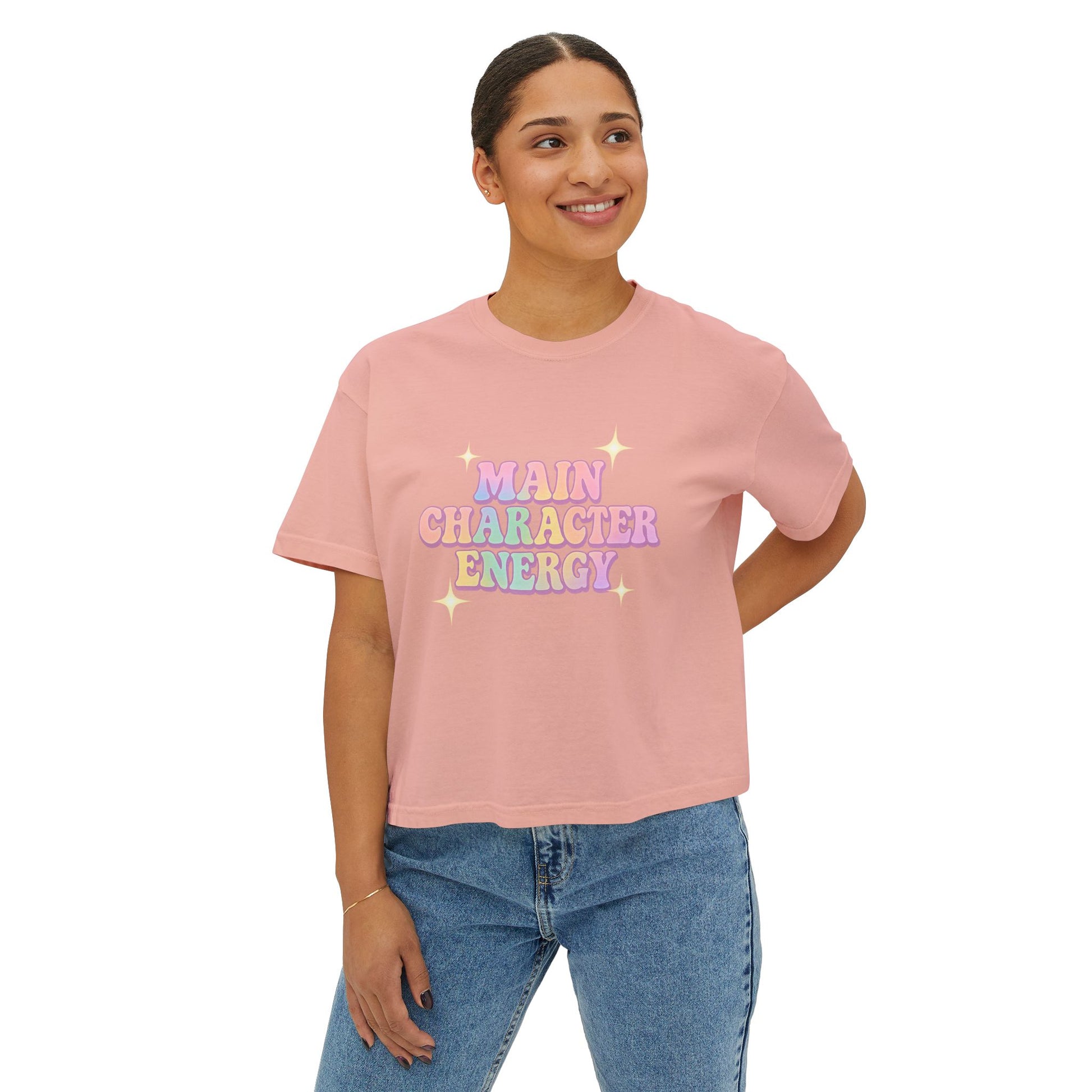 Main Character Energy Women's Boxy Tee - Fun Graphic Top, Casual Style, Gift for Her, Summer Fashion, Weekend Wardrobe