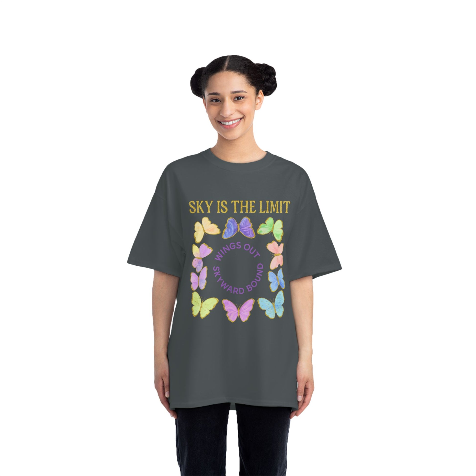 Inspirational Butterfly T-Shirt - Sky is the Limit Design, Positive Quote Tee, Gift for Nature Lovers, Affirmation Apparel, Hope & Freedom