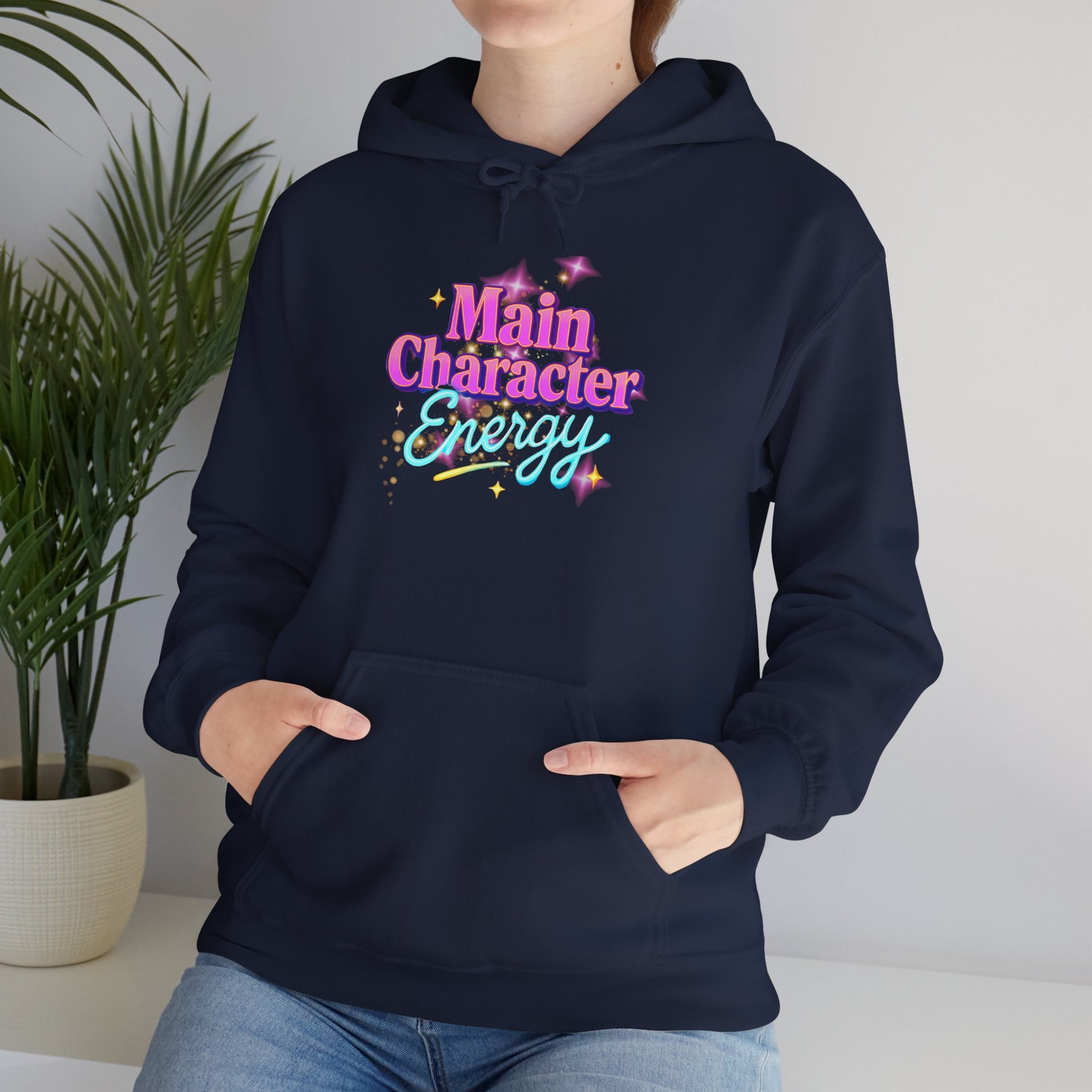 Main Character Energy Hoodie, Unisex Gildan Heavy Blend, Cozy Aesthetic, Self Love Gift, Confident Vibes, Comfortable Sweater, Lounge Wear,